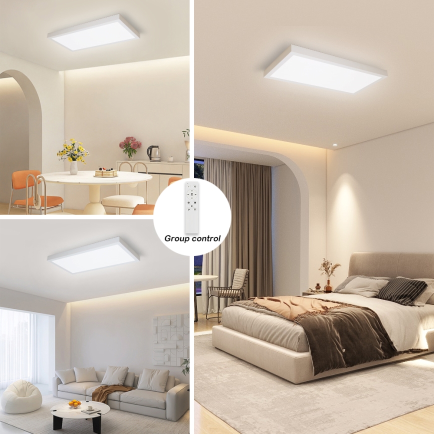 Brilagi - LED Dimmbare Badezimmer-Deckenleuchte FRAME SMART LED/30W/230V 30x60 cm 3000-6000K IP44 weiß + Fernbedienung