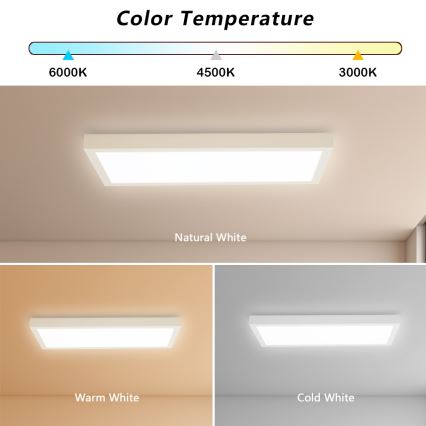 Brilagi - LED Dimmbare Badezimmer-Deckenleuchte FRAME SMART LED/30W/230V 30x60 cm 3000-6000K IP44 weiß + Fernbedienung