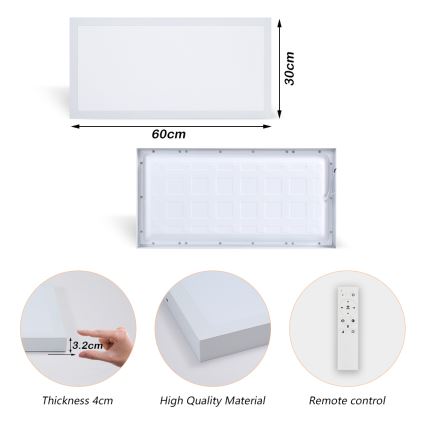 Brilagi - LED Dimmbare Badezimmer-Deckenleuchte FRAME SMART LED/30W/230V 30x60 cm 3000-6000K IP44 weiß + Fernbedienung