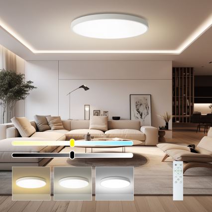 Brilagi - dimmbare LED-Deckenleuchte POOL SMART LED/128W/230V 3000-6000K Ø 100 cm Wi‑Fi Tuya weiß + Fernbedienung