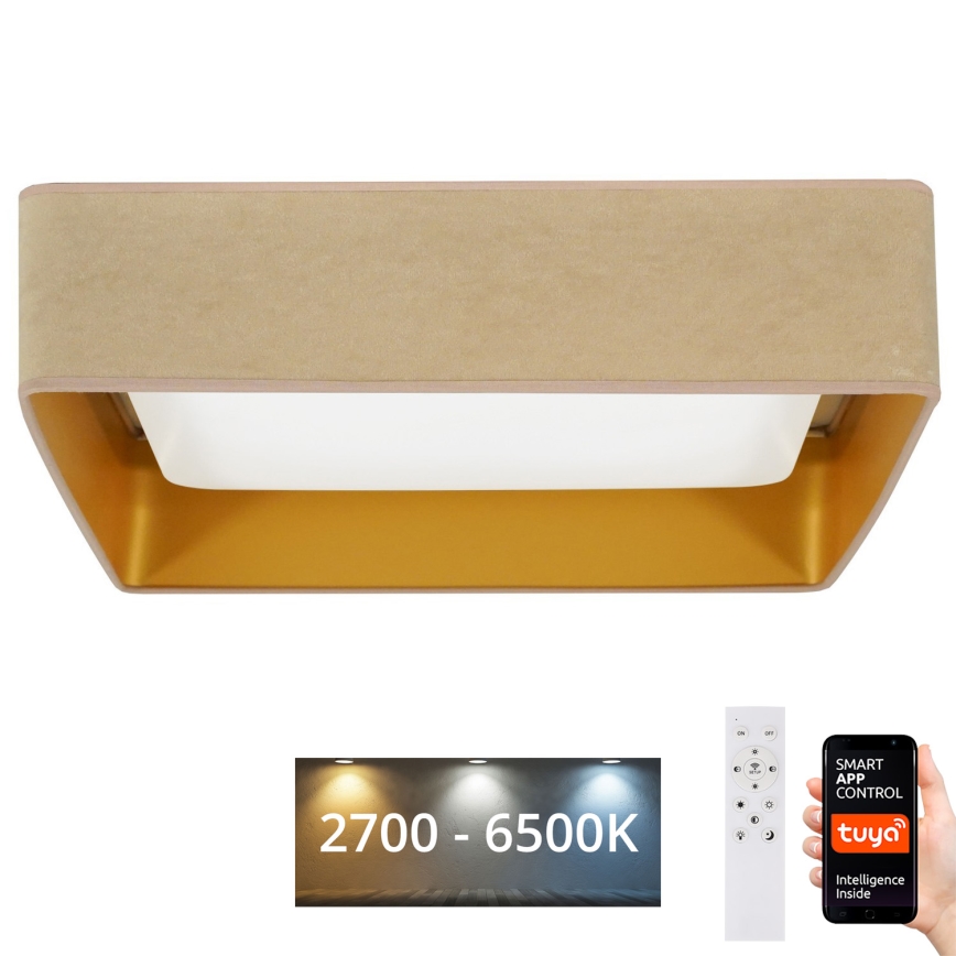 Brilagi - LED dimmbare Deckenleuchte VELVET SQUARE SMART LED/36W/230V 60x60 cm 2700-6500K Wi-Fi Tuya + Fernbedienung beige
