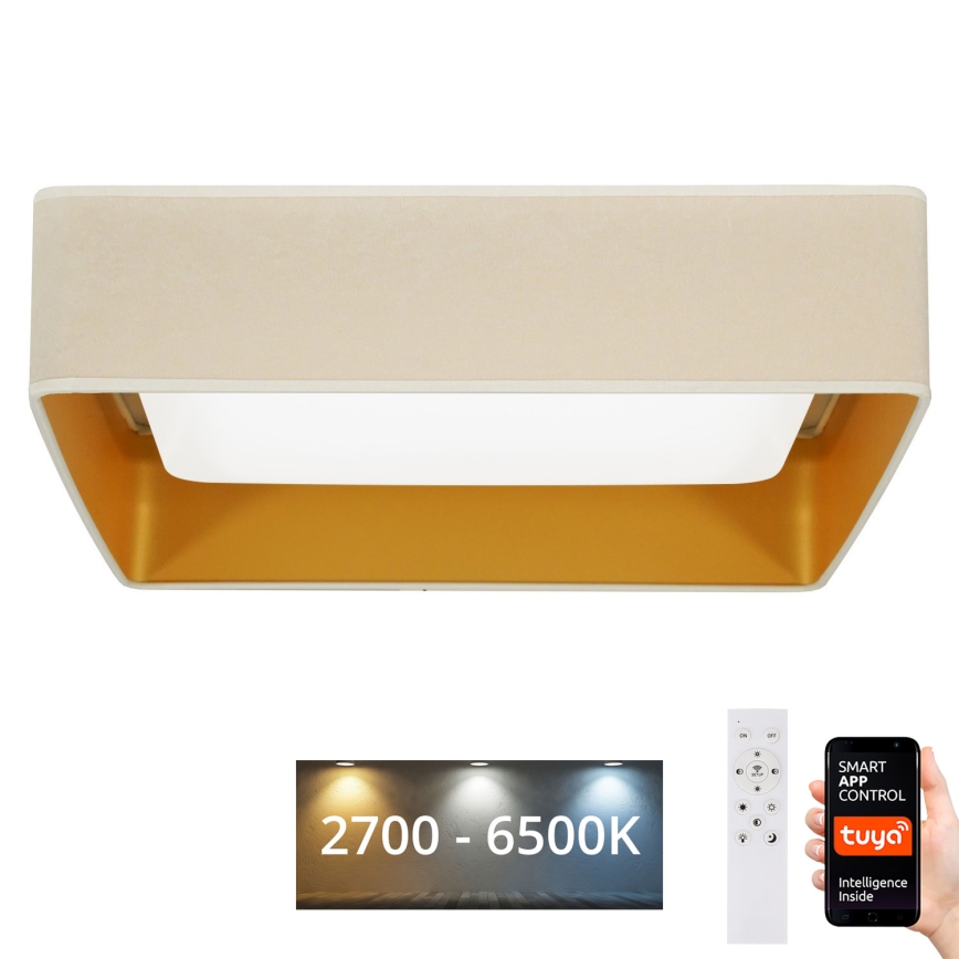 Brilagi - Dimmbare LED-Deckenleuchte VELVET SQUARE SMART LED/36W/230V 60x60 cm 2700-6500K Wi-Fi Tuya + Fernbedienung cremefarben