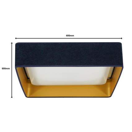 Brilagi - Dimmbare LED-Deckenleuchte VELVET SQUARE SMART LED/36W/230V 60x60 cm 2700-6500K Wi-Fi Tuya + Fernbedienung tmavě modrá