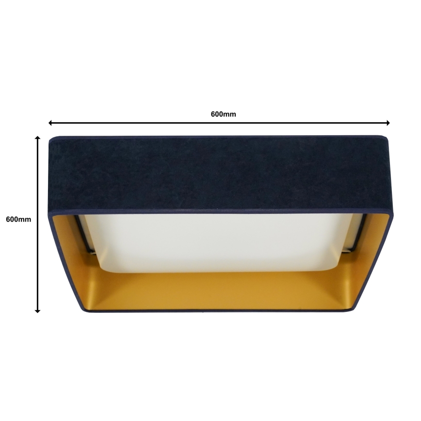 Brilagi - Dimmbare LED-Deckenleuchte VELVET SQUARE SMART LED/36W/230V 60x60 cm 2700-6500K Wi-Fi Tuya + Fernbedienung tmavě modrá