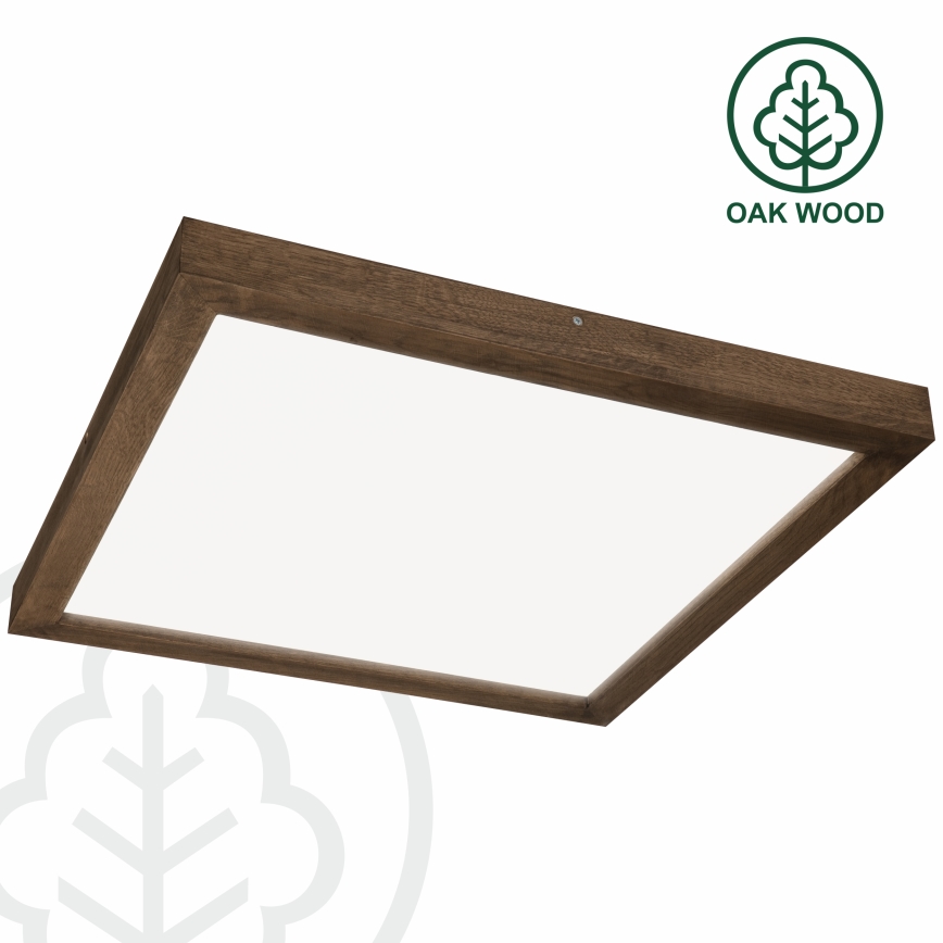 Brilagi - LED dimmbares Badezimmer-Deckenleuchte WOODY FRAME LED/50W/230V Eiche Nussbaum 60x60 cm 3000-6000K IP44 + Fernbedienung