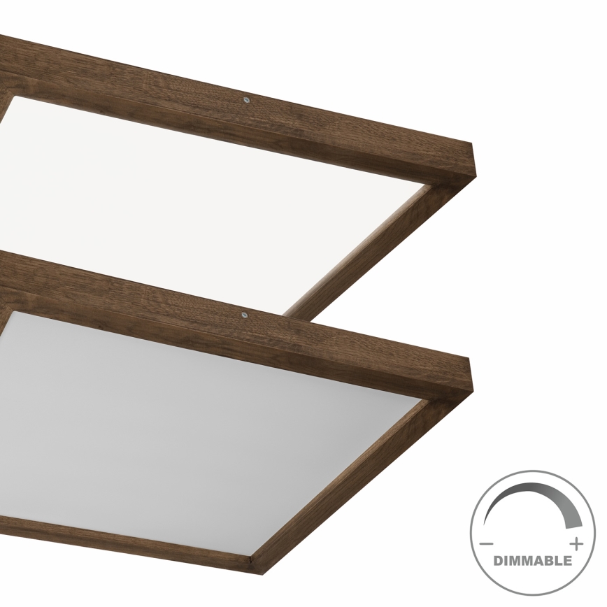 Brilagi - LED dimmbares Badezimmer-Deckenleuchte WOODY FRAME LED/50W/230V Eiche Nussbaum 60x60 cm 3000-6000K IP44 + Fernbedienung