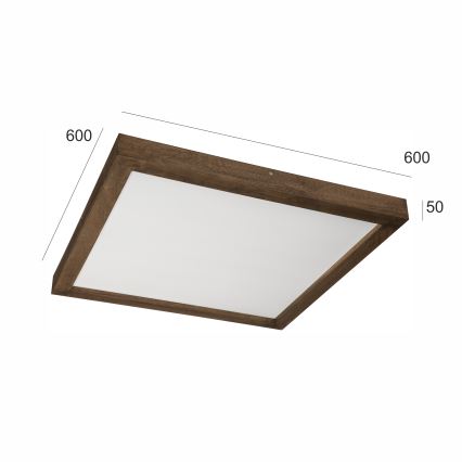 Brilagi - LED dimmbares Badezimmer-Deckenleuchte WOODY FRAME LED/50W/230V Eiche Nussbaum 60x60 cm 3000-6000K IP44 + Fernbedienung