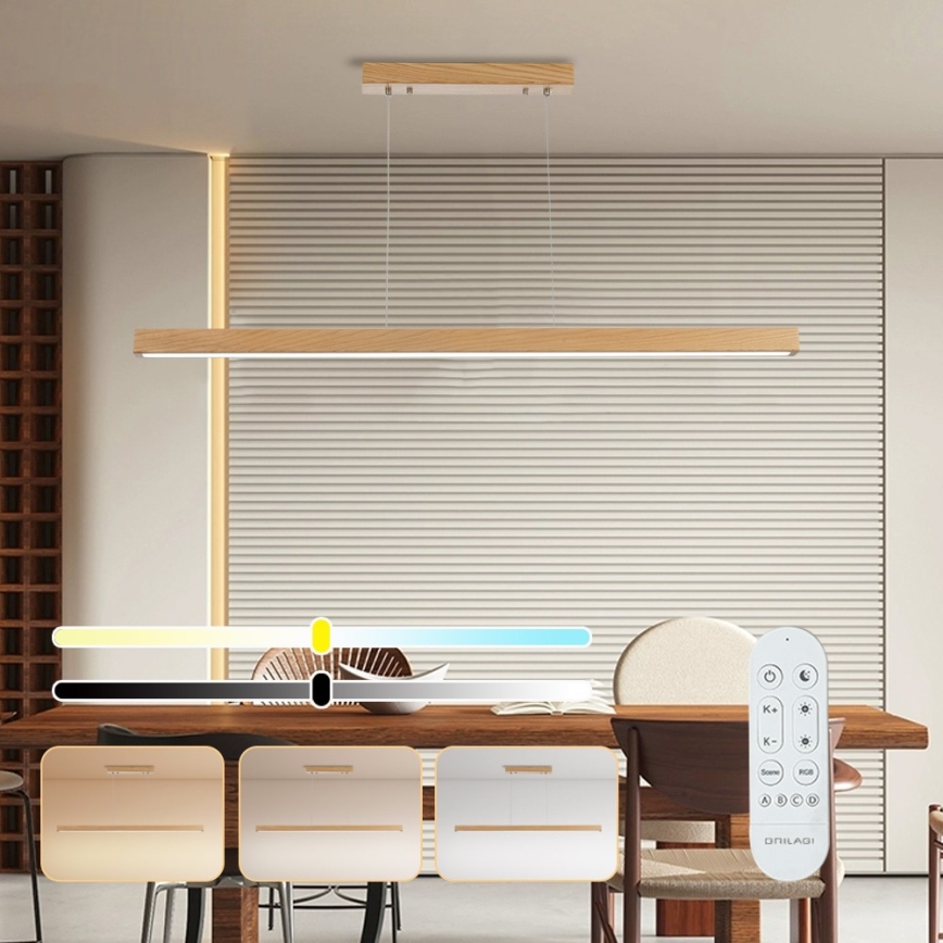 Brilagi - LED-dimmbare Pendelleuchte an Kabel OAK SMART LED/30W/230V Wi-Fi Tuya Eiche + Fernbedienung