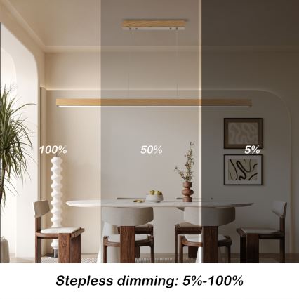 Brilagi - LED-dimmbare Pendelleuchte an Kabel OAK SMART LED/30W/230V Wi-Fi Tuya Eiche + Fernbedienung
