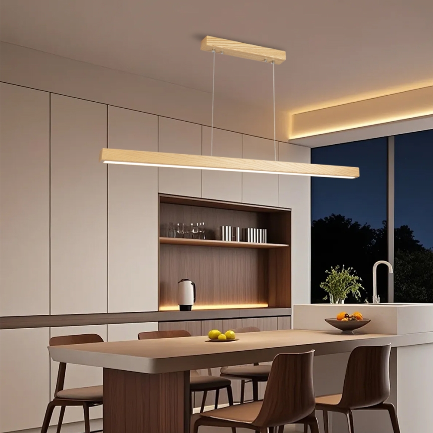 Brilagi - LED-dimmbare Pendelleuchte an Kabel OAK SMART LED/30W/230V Wi-Fi Tuya Eiche + Fernbedienung