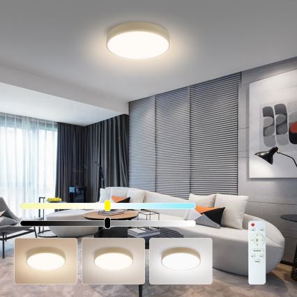 Brilagi - LED-dimmbare Deckenleuchte POOL LED/36W/230V 3000-6000K Ø 30 cm beige + Fernbedienung