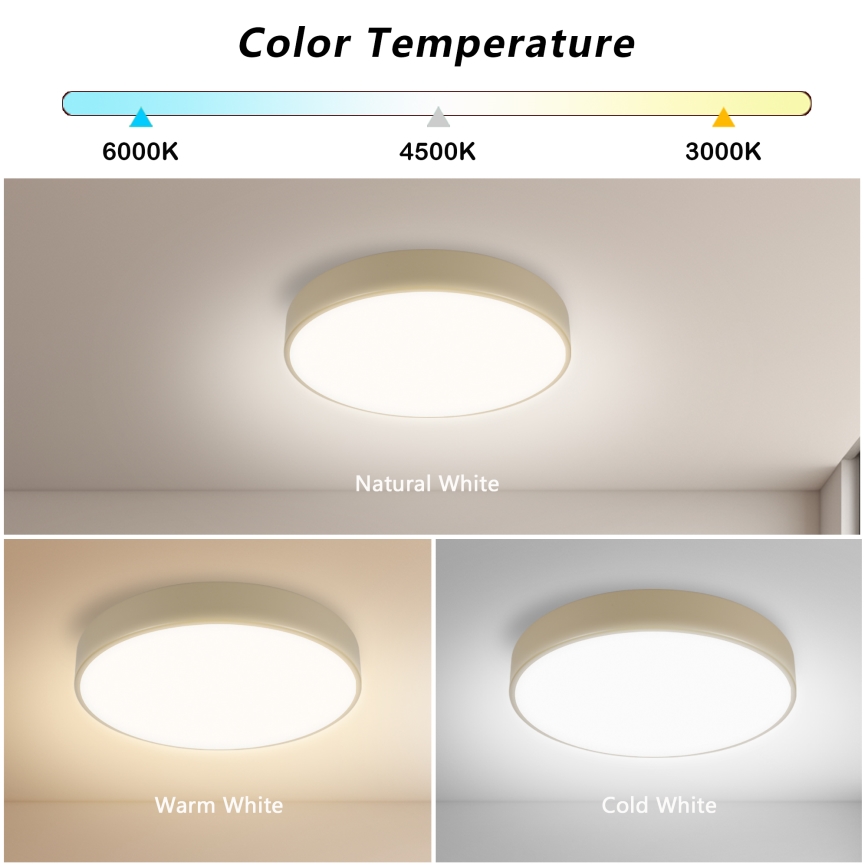 Brilagi - LED-dimmbare Deckenleuchte POOL LED/36W/230V 3000-6000K Ø 30 cm beige + Fernbedienung