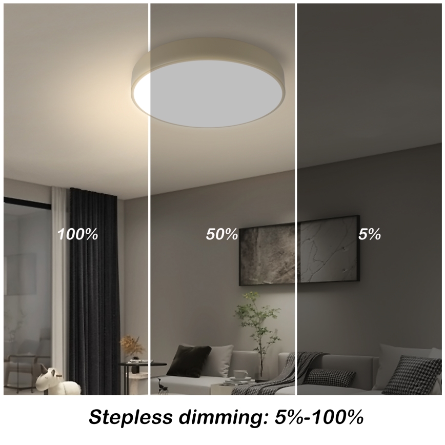 Brilagi - LED-dimmbare Deckenleuchte POOL LED/36W/230V 3000-6000K Ø 30 cm beige + Fernbedienung