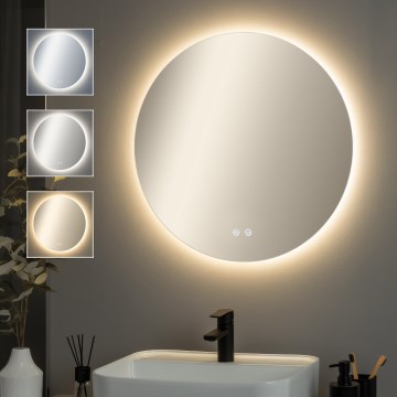 Brilagi - LED-dimmbarer, beheizter Badezimmerspiegel mit LED-Hinterleuchtung DEMI PRO LED/20W/230V Ø 60 cm 3000/4000/6500K IP44 CRI 90