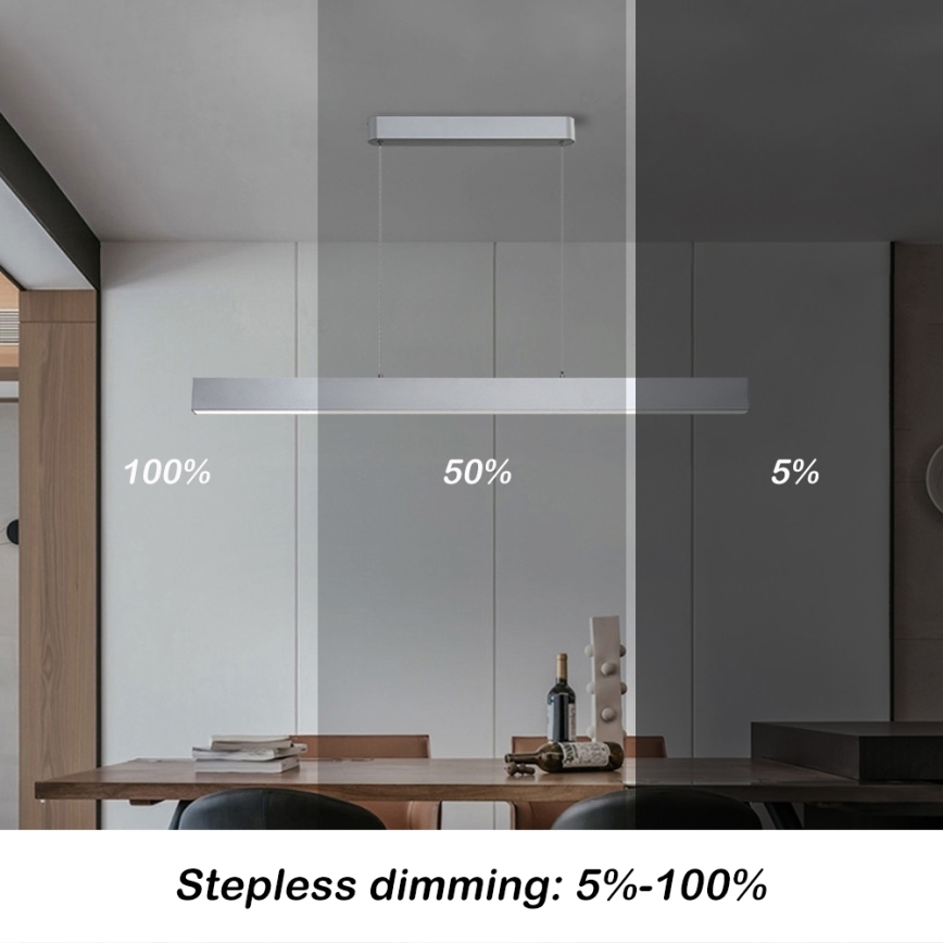 Brilagi - LED Dimmbarer Deckenleuchte mit Kabel SLEEKLINE SMART LED/40W/230V 3000-6000K Wi-Fi Tuya Silber + Fernbedienung