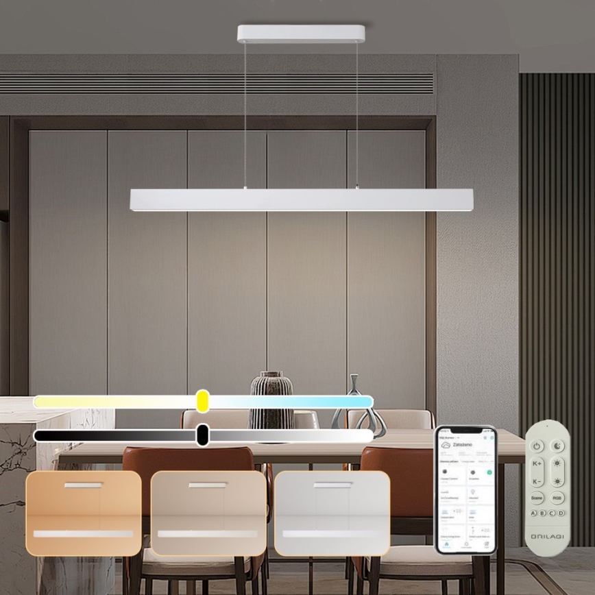 Brilagi - LED Dimmbarer Hängeleuchte SLEEKLINE SMART LED/40W/230V 3000-6000K Wi-Fi Tuya Weiß + Fernbedienung
