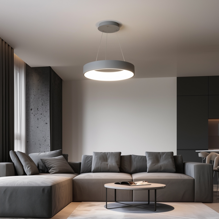 Brilagi - LED dimmbarer Kronleuchter an Seil FALCON LED/80W/230V 3000-6500K Ø 60 cm grau + Fernbedienung