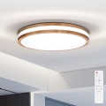 Brilagi - LED dimmbares Deckenleuchte MOLINA LED/48W/230V 3000-6500K Eiche Ø 38 cm + Fernbedienung