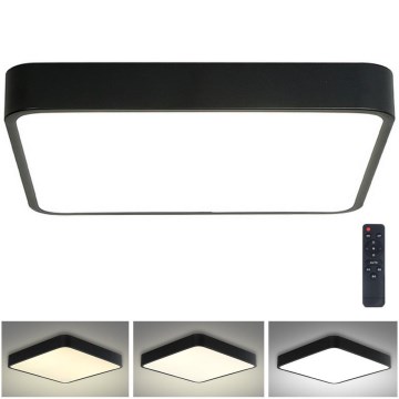 Brilagi - LED dimmbares Deckenleuchte POOL SQUARE LED/48W/230V 3000-6000K 50x50 cm schwarz + Fernbedienung