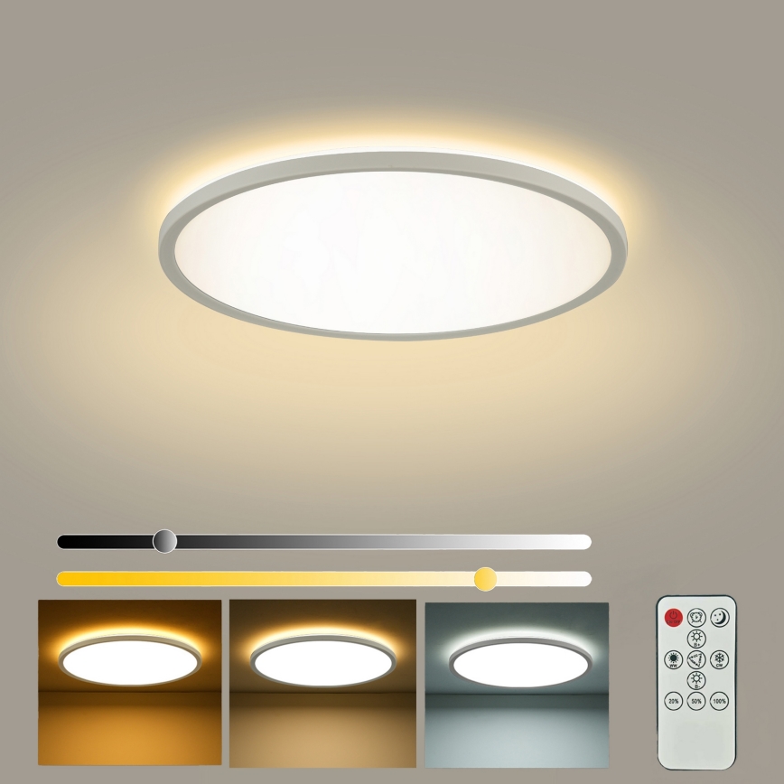 Brilagi - LED dimmbares Deckenleuchte ULTRA SLIM LED/18W/230V 2700-6500K Ø 30 cm weiß + Fernbedienung