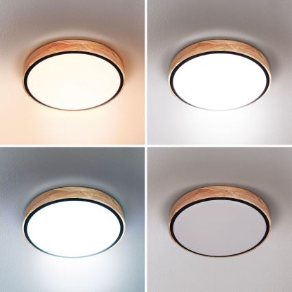 Brilagi - LED dimmbare Deckenleuchte GLORIA LED/48W/230V 3000-6500K Eiche Ø 40 cm + Fernbedienung