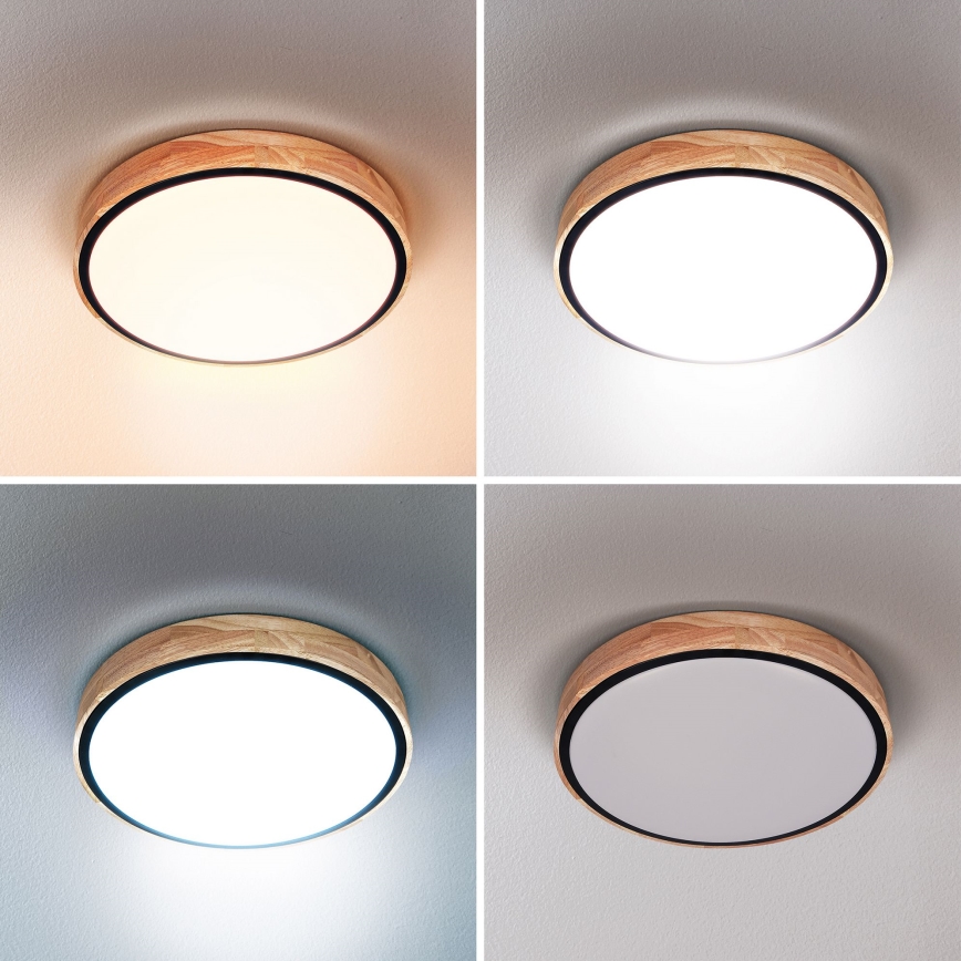 Brilagi - LED dimmbare Deckenleuchte GLORIA LED/48W/230V 3000-6500K Eiche Ø 40 cm + Fernbedienung