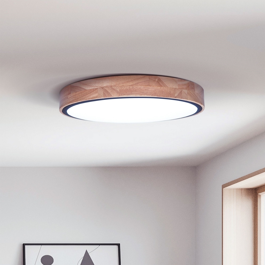 Brilagi - LED dimmbare Deckenleuchte GLORIA LED/48W/230V 3000-6500K Eiche Ø 40 cm + Fernbedienung