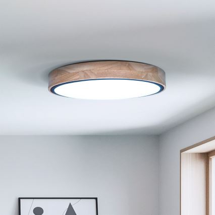 Brilagi - LED dimmbare Deckenleuchte GLORIA LED/48W/230V 3000-6500K Eiche Ø 40 cm + Fernbedienung