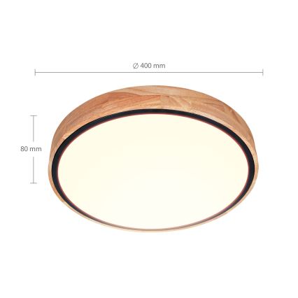 Brilagi - LED dimmbare Deckenleuchte GLORIA LED/48W/230V 3000-6500K Eiche Ø 40 cm + Fernbedienung