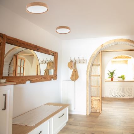 Brilagi - LED dimmbare Deckenleuchte MANAROLA LED/24W/230V 3000-6500K Eiche + Fernbedienung