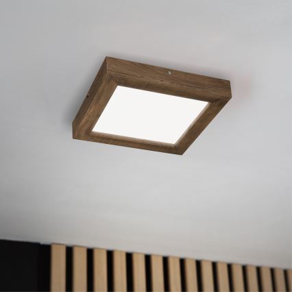 Brilagi - LED dimmbares Badezimmer-Deckenleuchte WOODY FRAME LED/24W/230V Eiche Nussbaum 30x30 cm 3000-6000K IP44 + Fernbedienung