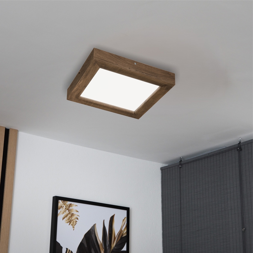 Brilagi - LED dimmbares Badezimmer-Deckenleuchte WOODY FRAME LED/24W/230V Eiche Nussbaum 30x30 cm 3000-6000K IP44 + Fernbedienung