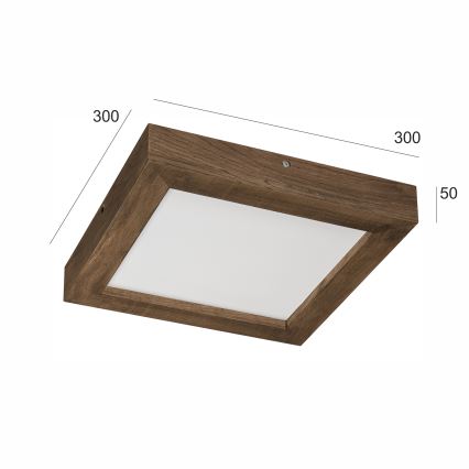 Brilagi - LED dimmbares Badezimmer-Deckenleuchte WOODY FRAME LED/24W/230V Eiche Nussbaum 30x30 cm 3000-6000K IP44 + Fernbedienung