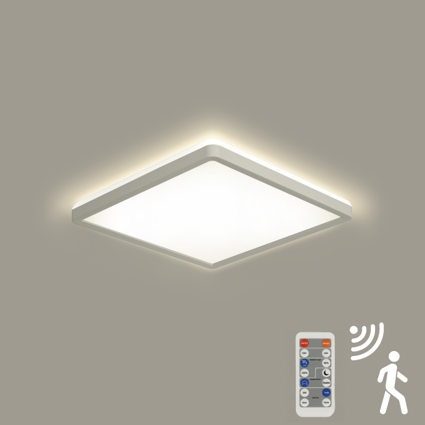 Brilagi - LED-Dimmleuchte mit Bewegungs- und Dämmerungssensor ULTRA SLIM LED/18W/230V 30x30 cm + Fernbedienung
