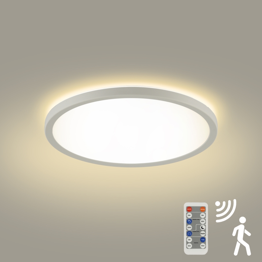 Brilagi - LED-Dimmleuchte mit Bewegungs- und Dämmerungssensor ULTRA SLIM LED/18W/230V Ø 30 cm + Fernbedienung