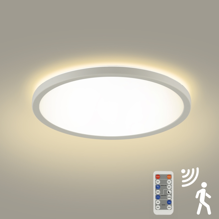 Brilagi - LED-Dimmleuchte mit Bewegungs- und Dämmerungssensor ULTRA SLIM LED/24W/230V Ø 42 cm + Fernbedienung