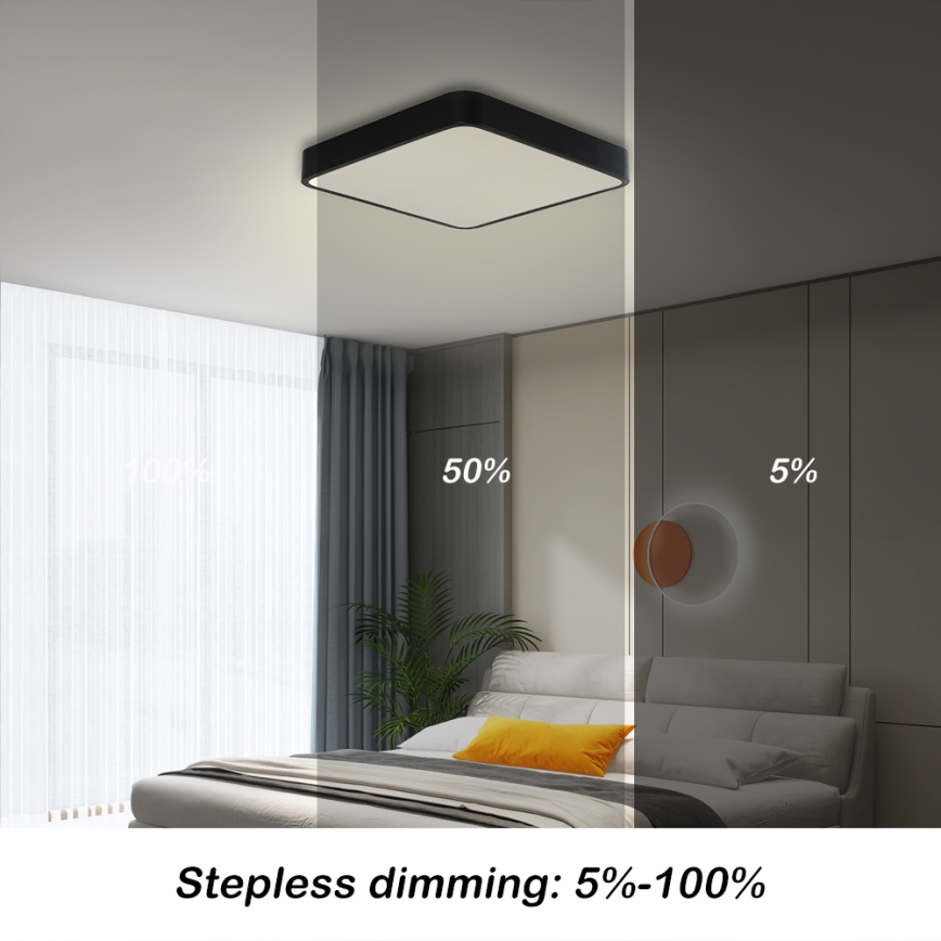 Brilagi - LED dimmbares Deckenleuchte POOL LED/36W/230V 3000-6000K 40x40 cm schwarz + Fernbedienung