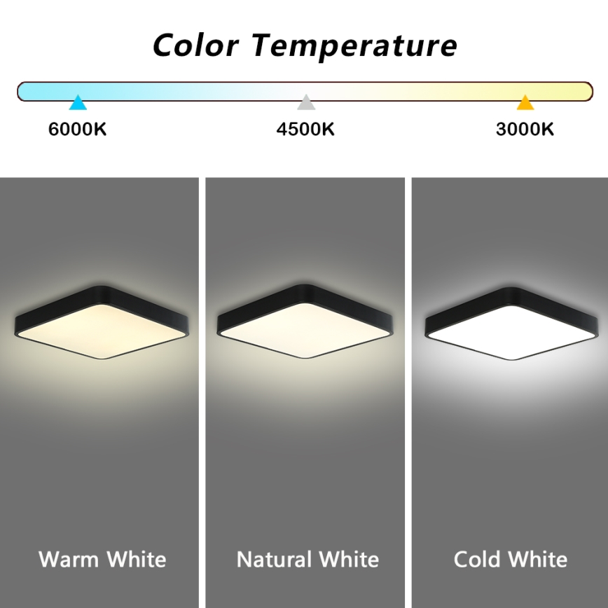 Brilagi - LED dimmbares Deckenleuchte POOL SQUARE LED/36W/230V 3000-6000K 40x40 cm schwarz + Fernbedienung