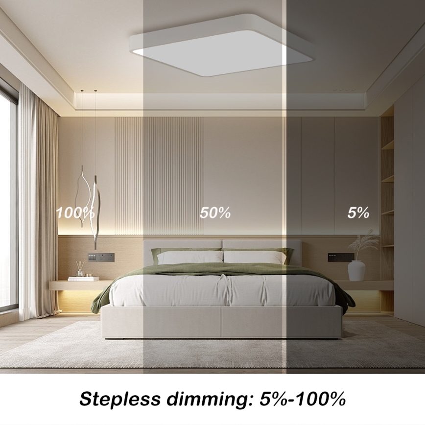 Brilagi - LED dimmbares Deckenleuchte POOL SQUARE LED/36W/230V 3000-6000K 40x40 cm weiß + Fernbedienung