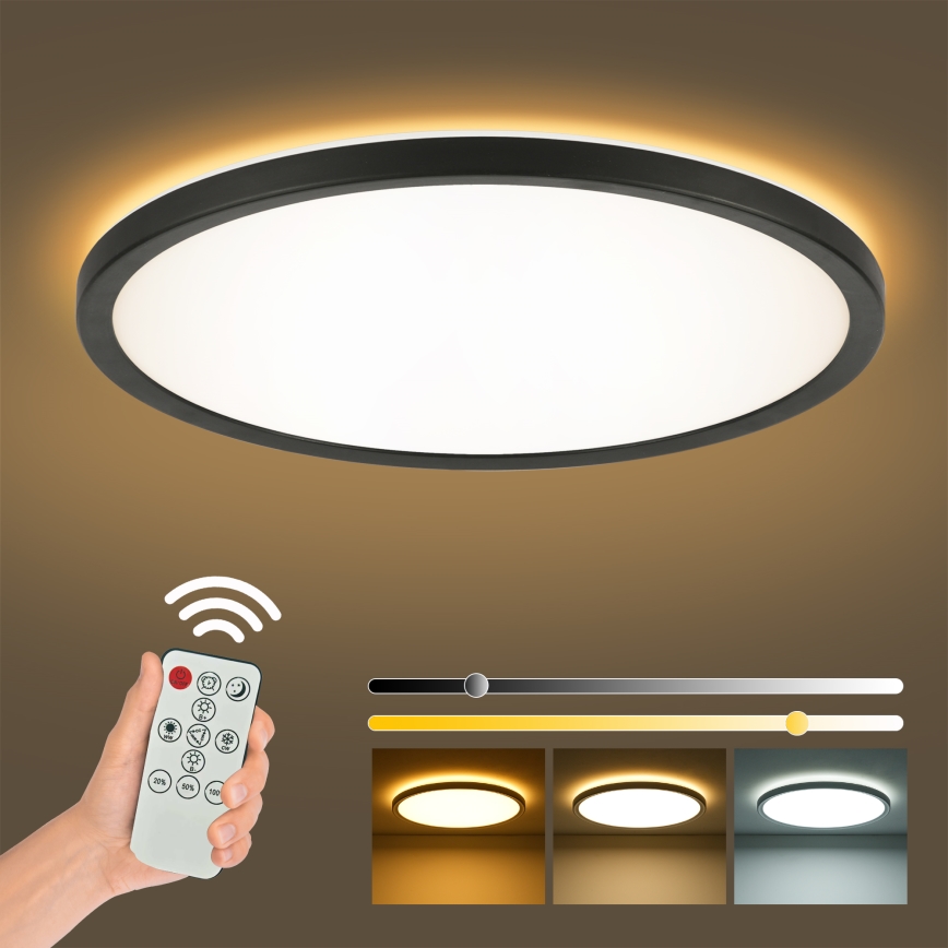 Brilagi - LED dimmbare Deckenleuchte ULTRA SLIM LED/24W/230V 2700-6500K Ø 42 cm schwarz + Fernbedienung