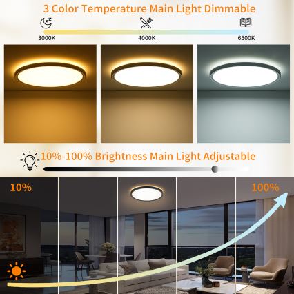Brilagi - LED dimmbare Deckenleuchte ULTRA SLIM LED/24W/230V 2700-6500K Ø 42 cm schwarz + Fernbedienung