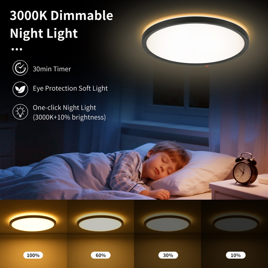 Brilagi - LED dimmbare Deckenleuchte ULTRA SLIM LED/24W/230V 2700-6500K Ø 42 cm schwarz + Fernbedienung