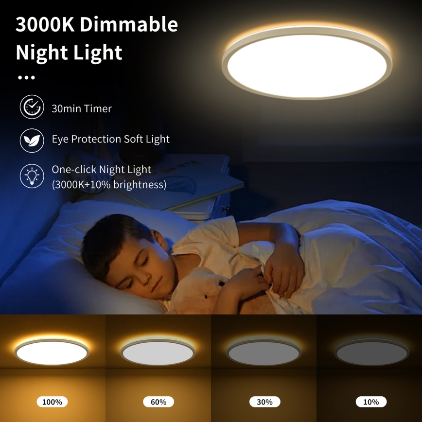 Brilagi - LED dimmbare Deckenleuchte ULTRA SLIM LED/24W/230V 2700-6500K Ø 42 cm Weiß + Fernbedienung