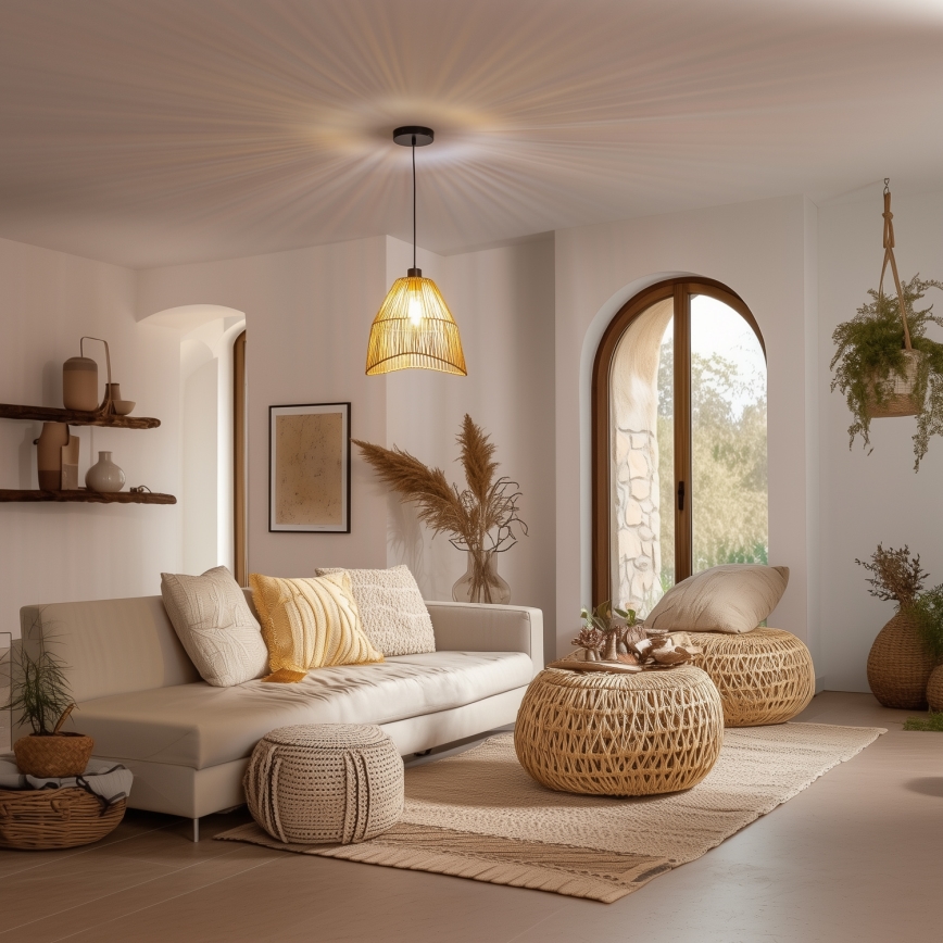 Brilagi - LED-Hängeleuchte an Kabel CERIA BOHO, 1x E27-Fassung (max. 40 W), 230 V, Ø 30 cm, braun