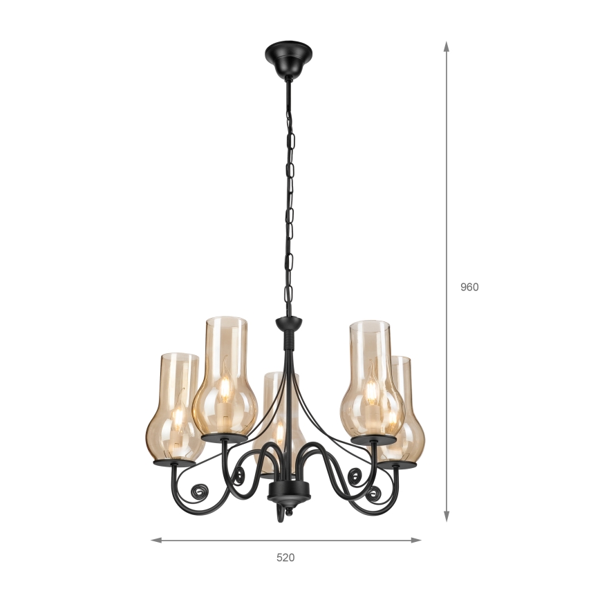 Brilagi - LED Hängeleuchte an Kette COTTAGE 5xE14/40W/230V schwarz/braun