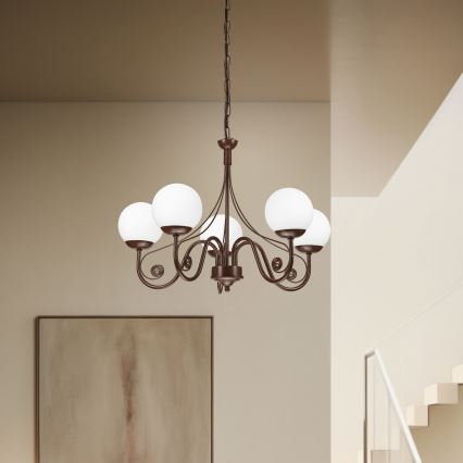 Brilagi - LED Hängeleuchte an Kette COTTAGE 5xG9/40W/230V braun/weiß
