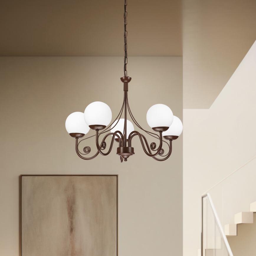 Brilagi - LED Hängeleuchte an Kette COTTAGE 5xG9/40W/230V braun/weiß