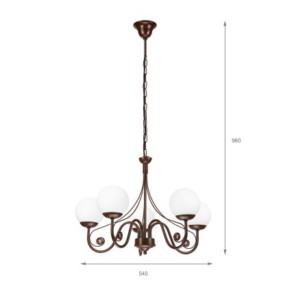 Brilagi - LED Hängeleuchte an Kette COTTAGE 5xG9/40W/230V braun/weiß