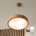 Brilagi - LED Hängeleuchte an Seil CARVALHO 3xE27/60W/230V Eiche Ø 47,5 cm