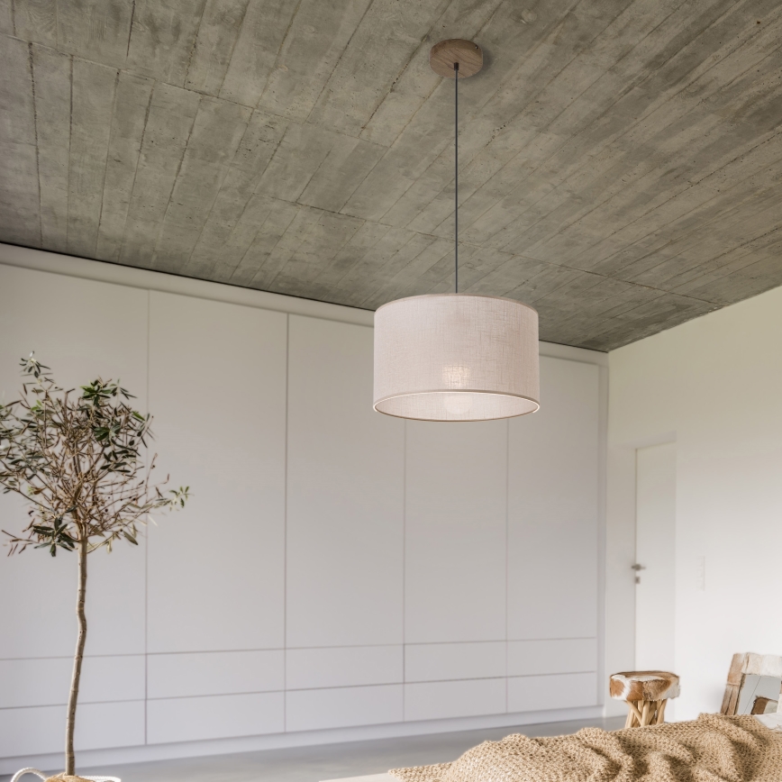 Brilagi - LED Hängeleuchte an Seil ANTHONY 1xE27/60W/230V Eiche Nussbaum/Beige